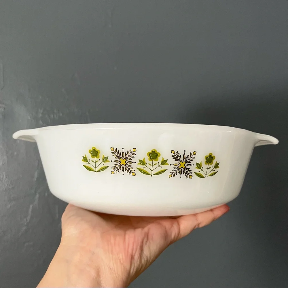 Vintage Fire King Meadow Green Casserole dish